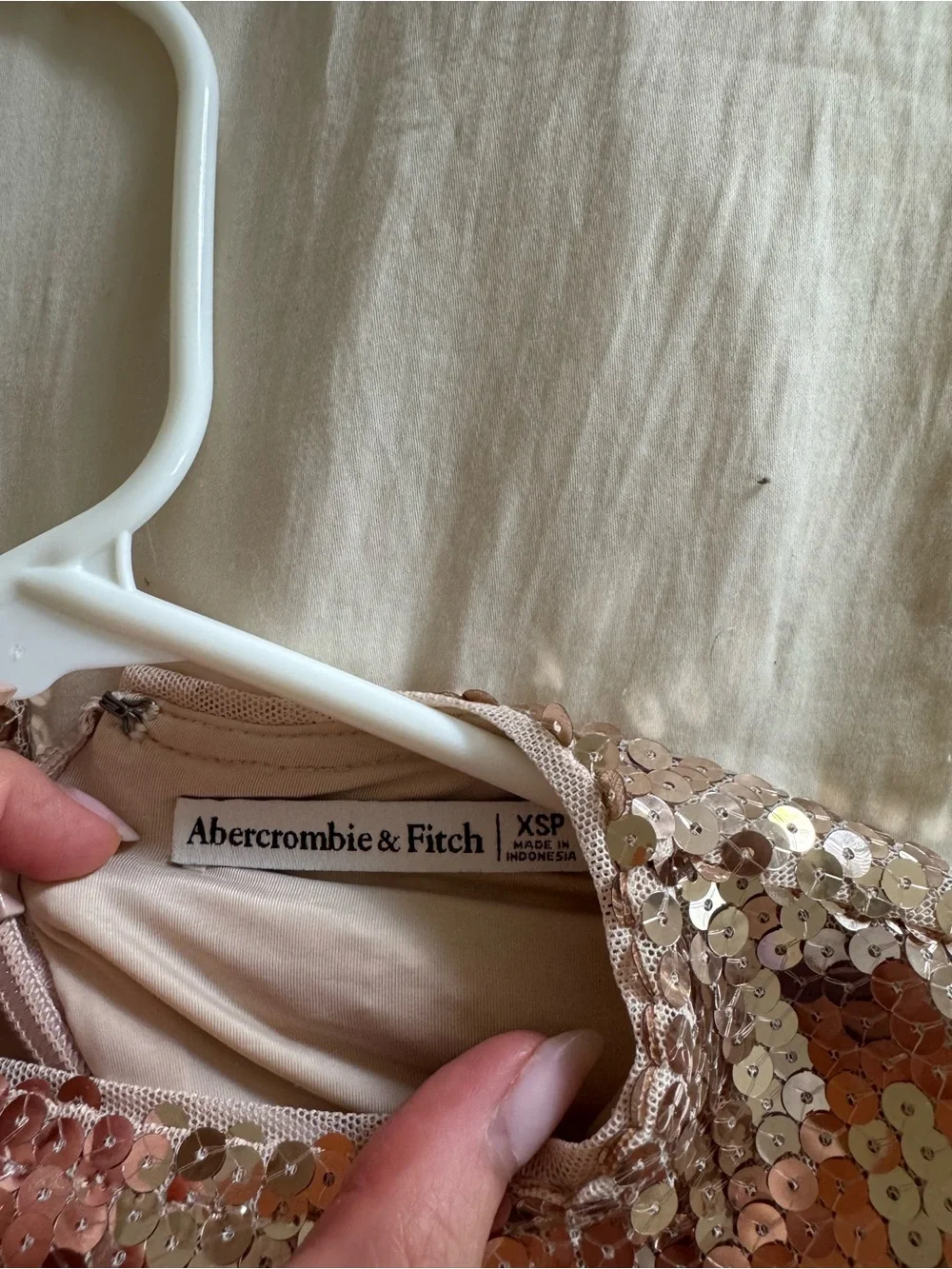 Abercrombie & Fitch Gold Sequin Long Sleeve Mini Dress